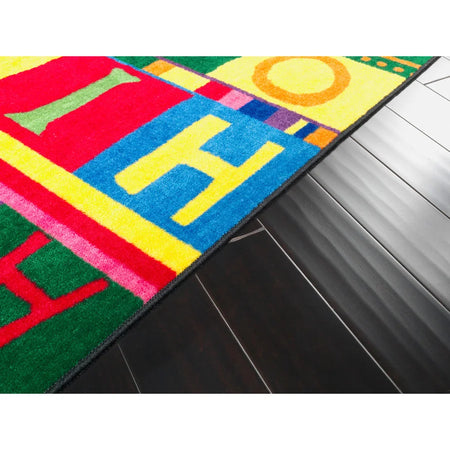 Flagship Carpets ABC Tapestry Rug - Easy Care Floor - 96’’ x 60’’ - Multicolor - Rugs & Mats