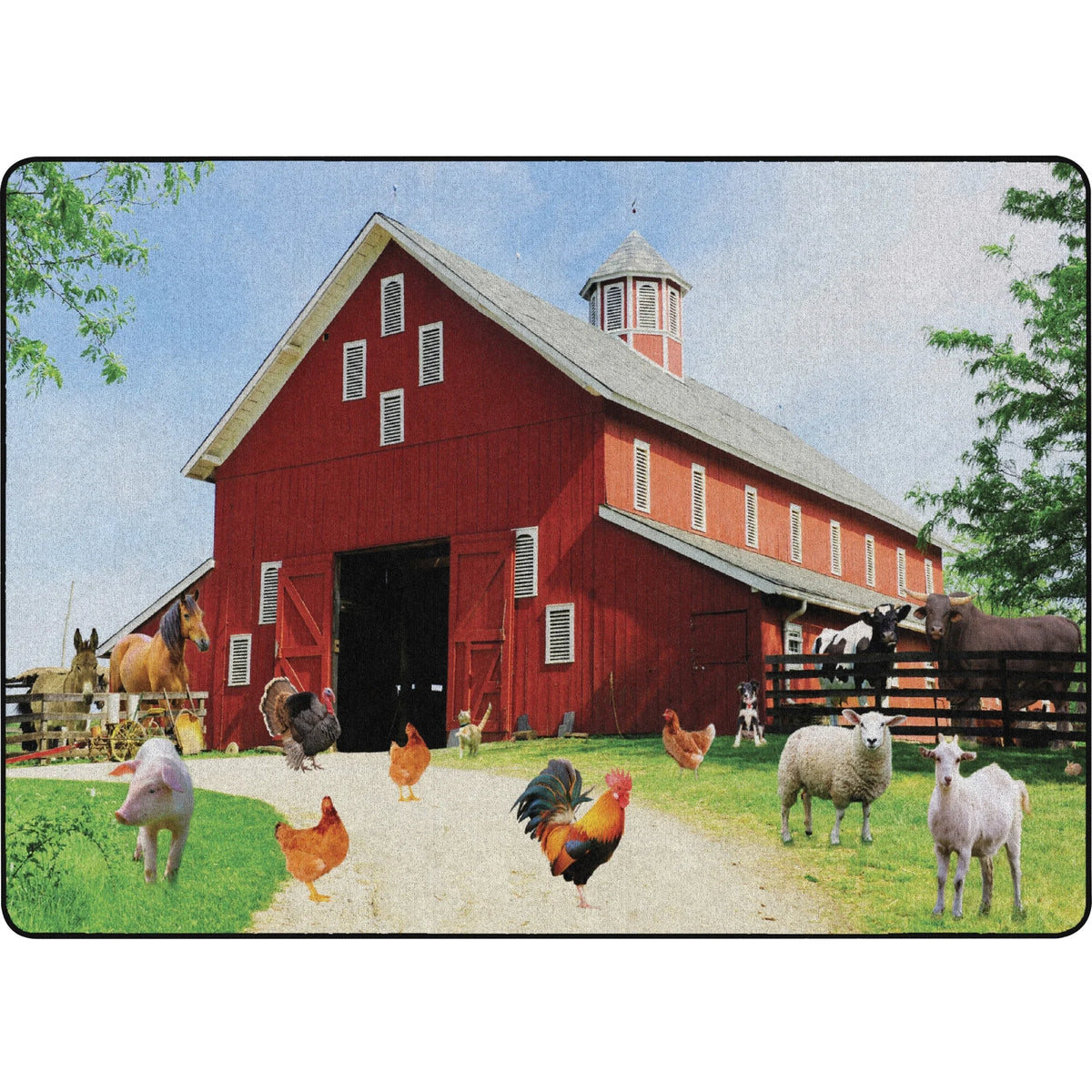 Flagship Carpets Barn Animals Classroom Rug - Educational Floor - Rugs & Mats