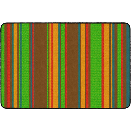 Flagship Carpets Basics Stripes Classroom Rug - 48x72 Rectangle - Muted Nylon - Rugs & Mats