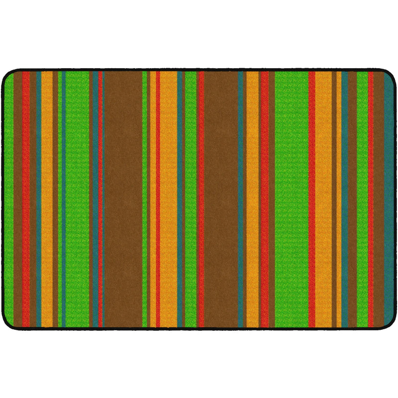 Flagship Carpets Basics Stripes Classroom Rug - 48x72 Rectangle - Muted Nylon - Rugs & Mats