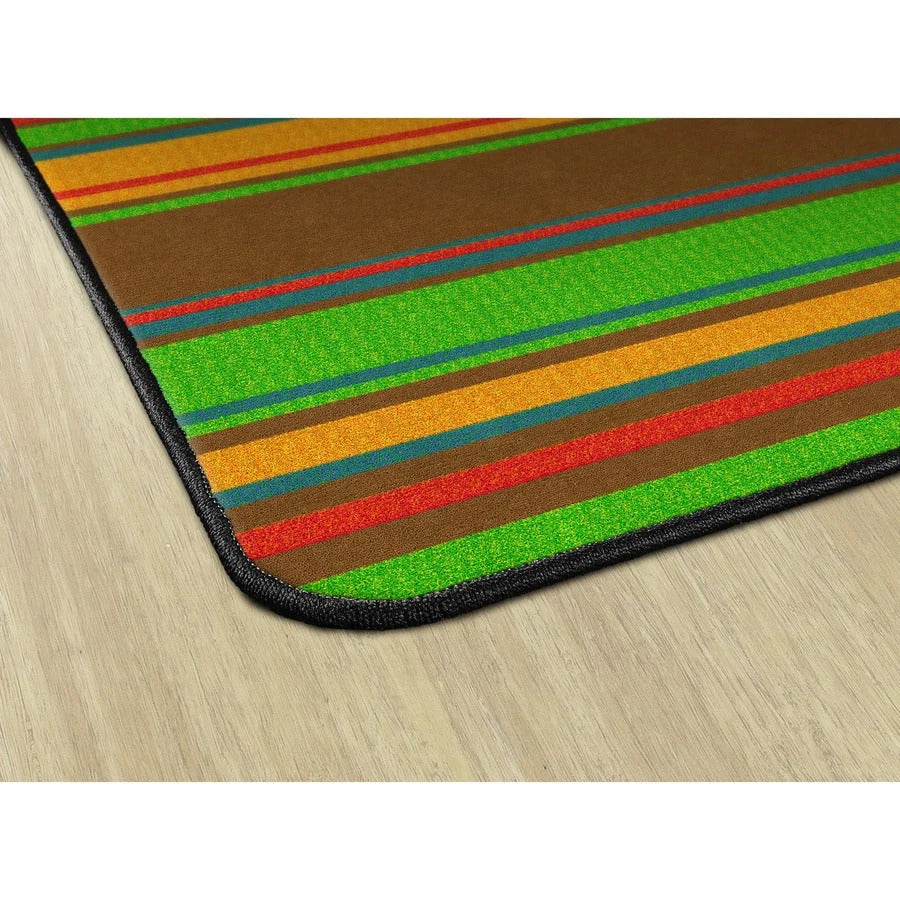 Flagship Carpets Basics Stripes Classroom Rug - 48x72 Rectangle - Muted Nylon - Rugs & Mats