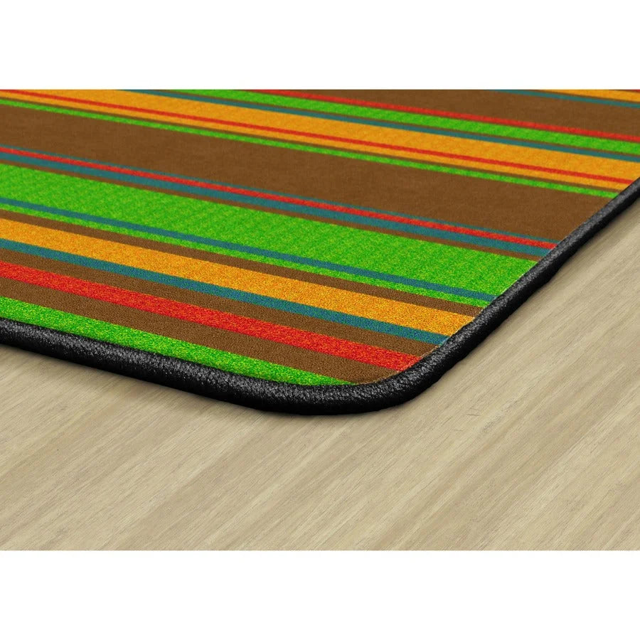 Flagship Carpets Basics Stripes Classroom Rug - 48x72 Rectangle - Muted Nylon - Rugs & Mats
