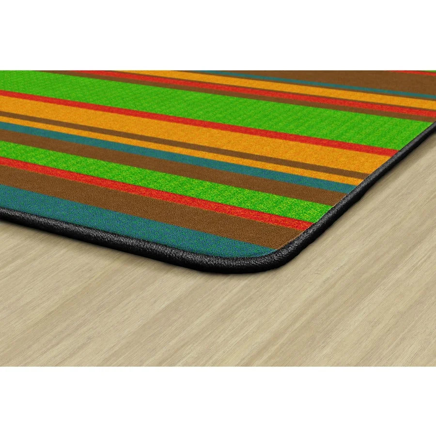 Flagship Carpets Basics Stripes Classroom Rug - Muted Nylon Rectangle - Rugs & Mats