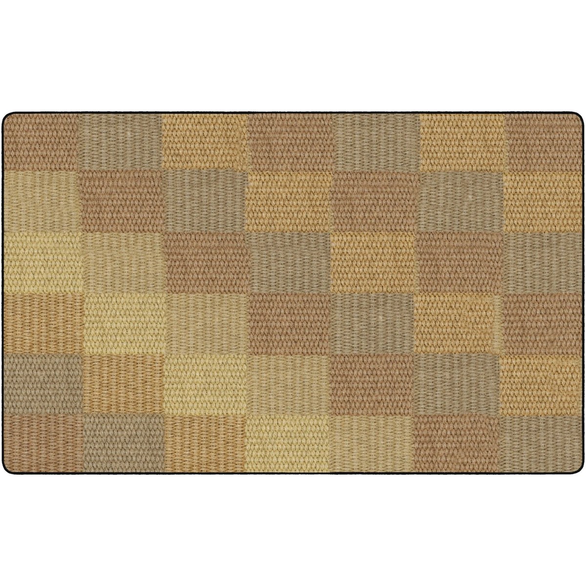 Flagship Carpets Basketweave Blocks Class Rug - Natural Nylon Floor - Rugs & Mats