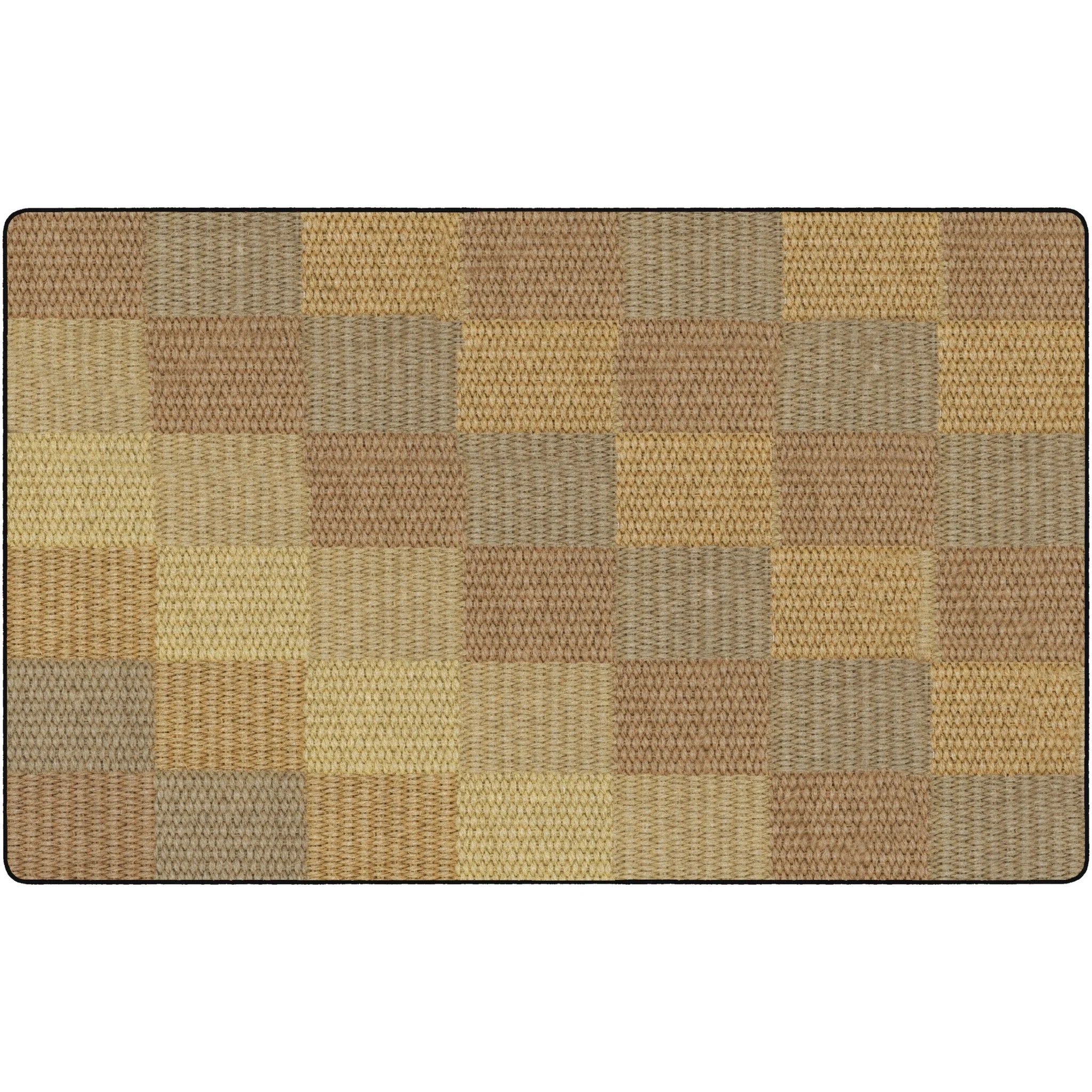 Flagship Carpets Basketweave Blocks Class Rug - Natural Nylon Floor - Rugs & Mats