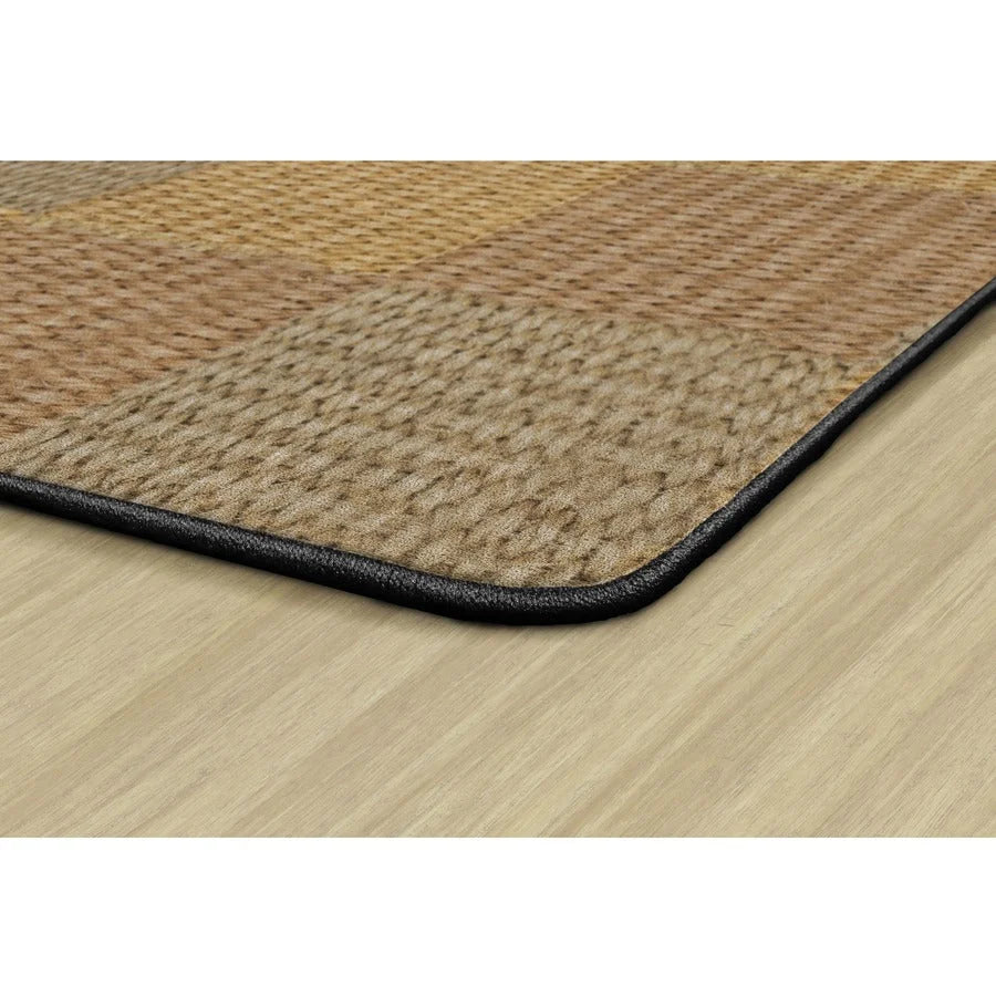 Flagship Carpets Basketweave Blocks Class Rug - Natural Nylon Floor - Rugs & Mats