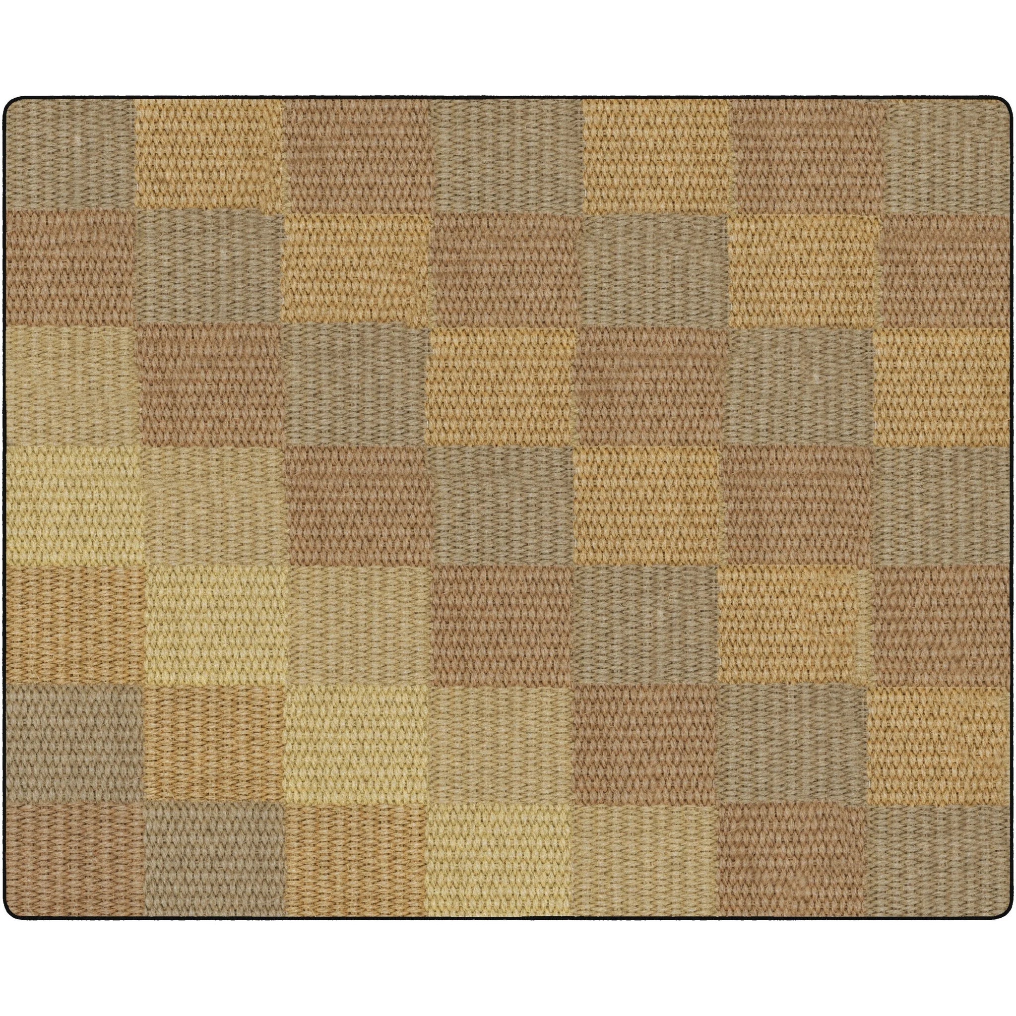 Flagship Carpets Basketweave Blocks Class Rug - Natural Nylon Floor - Rugs & Mats