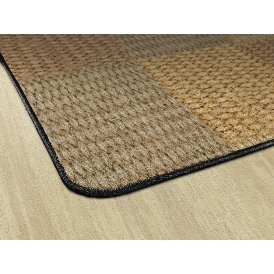 Flagship Carpets Basketweave Blocks Class Rug - Natural Nylon Floor - Rugs & Mats