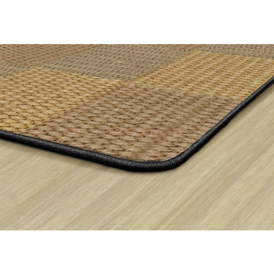 Flagship Carpets Basketweave Blocks Class Rug - Natural Nylon Floor - Rugs & Mats