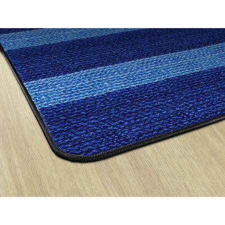Flagship Carpets Basketweave Stripes Classroom Rug - Blue Nylon - Rugs & Mats