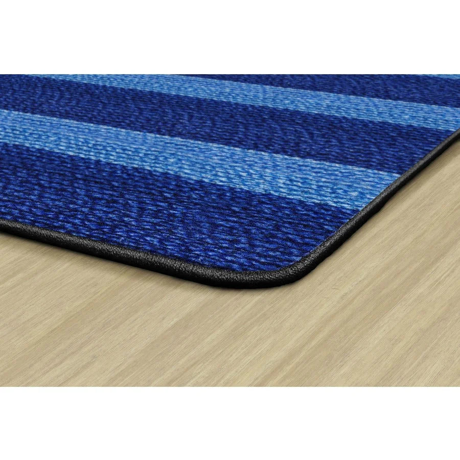 Flagship Carpets Basketweave Stripes Classroom Rug - Blue Nylon - Rugs & Mats