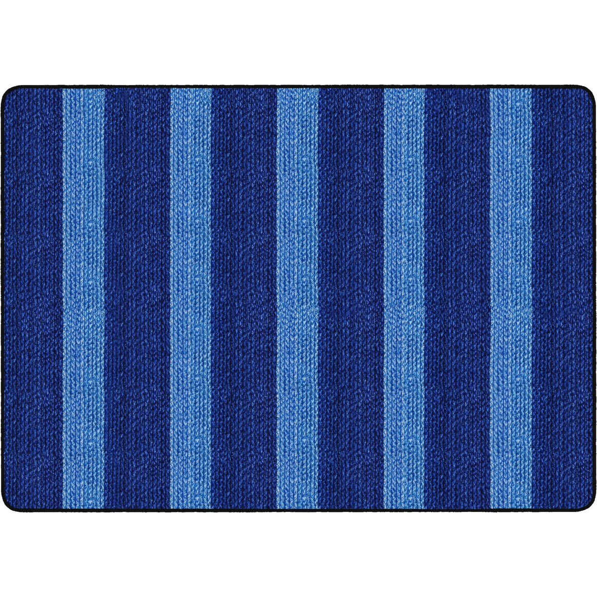 Flagship Carpets Basketweave Stripes Classroom Rug - Blue Nylon - Rugs & Mats