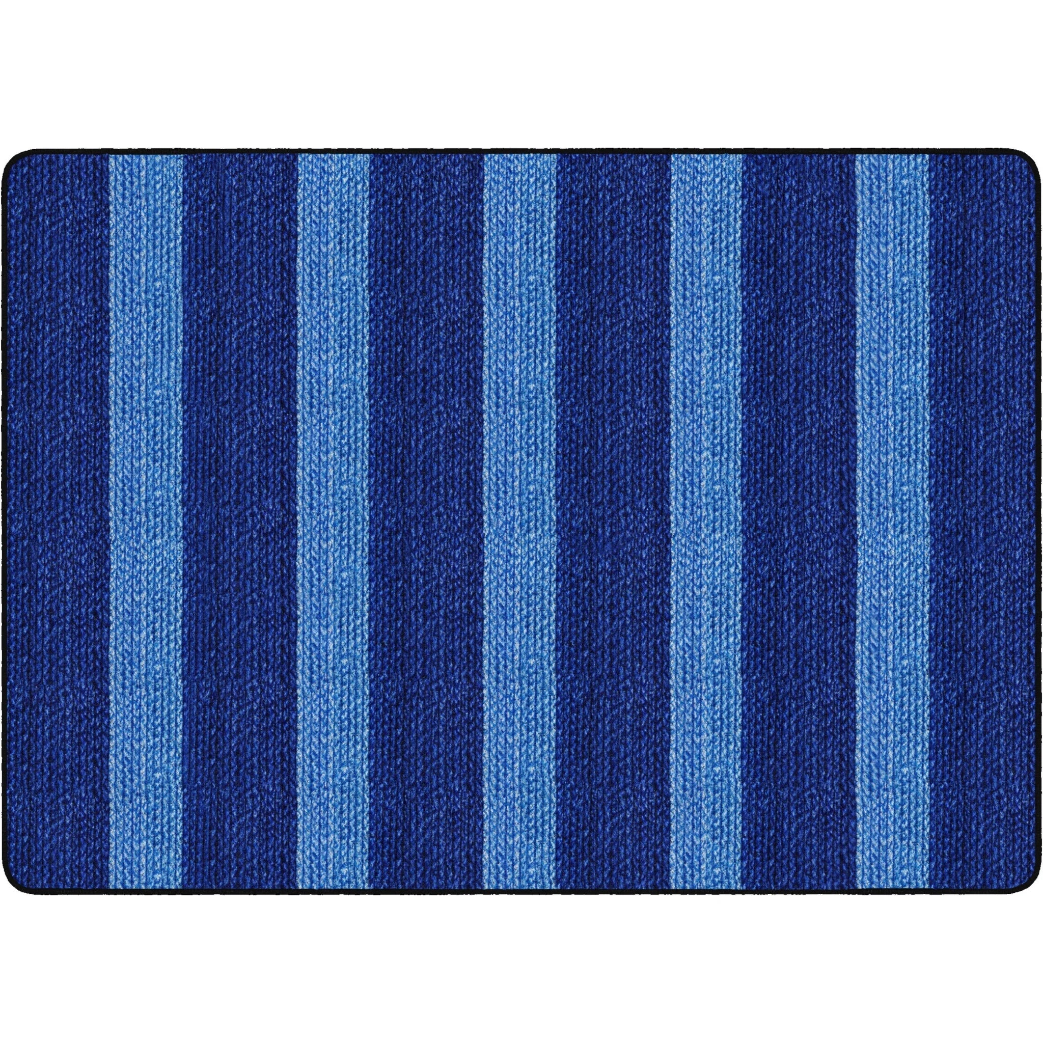 Flagship Carpets Basketweave Stripes Classroom Rug - Blue Nylon - Rugs & Mats