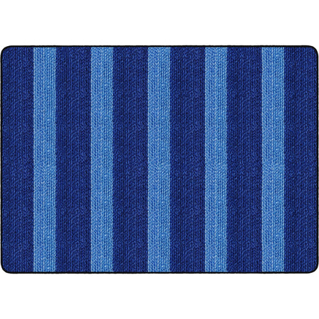Flagship Carpets Basketweave Stripes Classroom Rug - Blue Nylon - Rugs & Mats