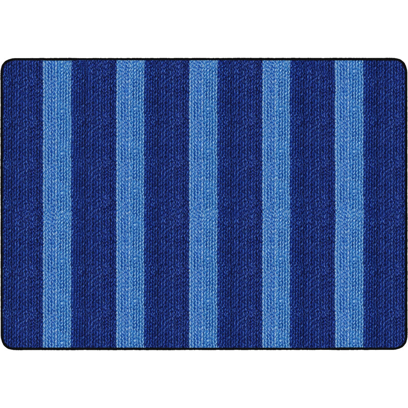 Flagship Carpets Basketweave Stripes Classroom Rug - Blue Nylon - Rugs & Mats