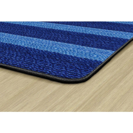Flagship Carpets Basketweave Stripes Classroom Rug - Blue Nylon - Rugs & Mats
