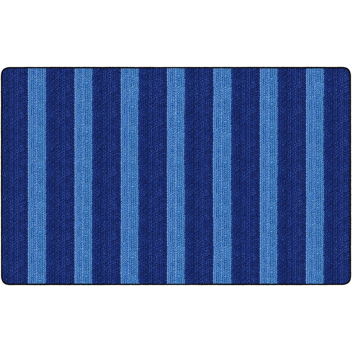 Flagship Carpets Basketweave Stripes Classroom Rug - Blue Nylon - Rugs & Mats