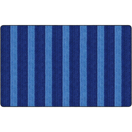 Flagship Carpets Basketweave Stripes Classroom Rug - Blue Nylon - Rugs & Mats