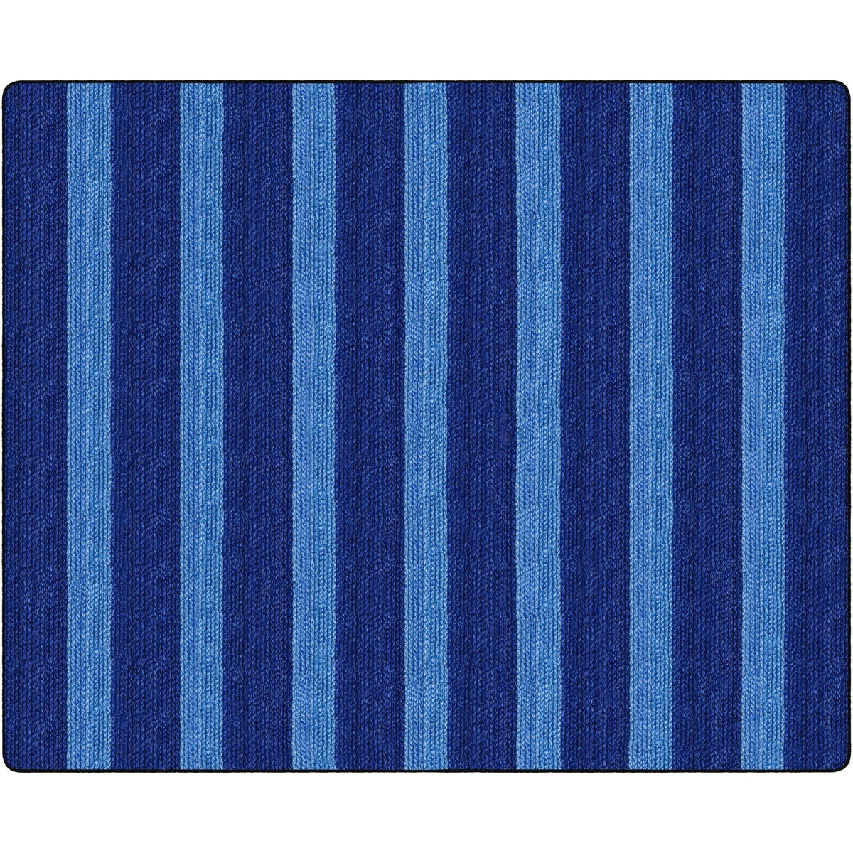 Flagship Carpets Basketweave Stripes Classroom Rug - Blue Nylon - Rugs & Mats