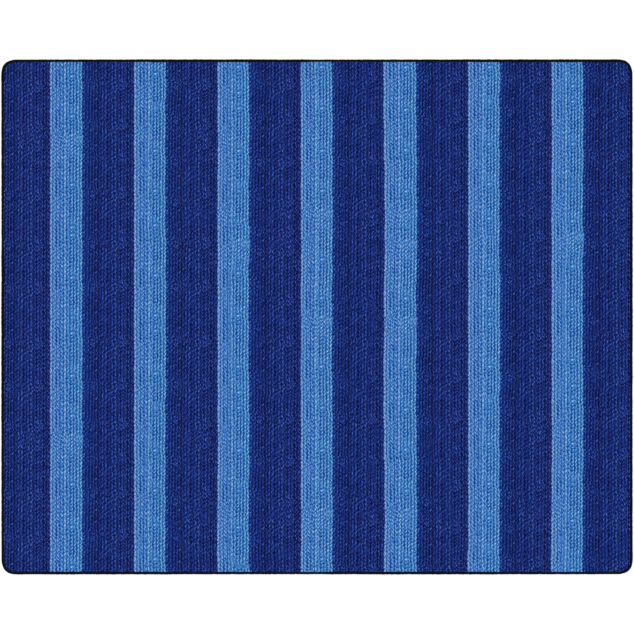 Flagship Carpets Basketweave Stripes Classroom Rug - Blue Nylon - Rugs & Mats