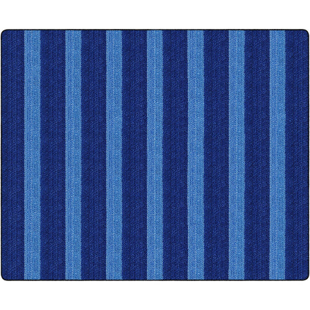 Flagship Carpets Basketweave Stripes Classroom Rug - Blue Nylon - Rugs & Mats