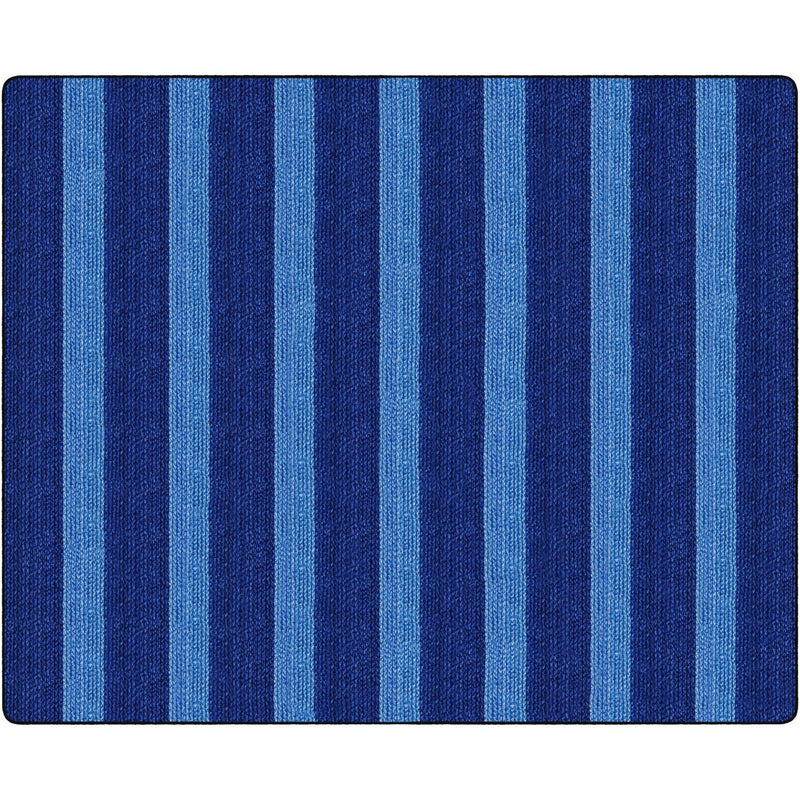 Flagship Carpets Basketweave Stripes Classroom Rug - Blue Nylon - Rugs & Mats