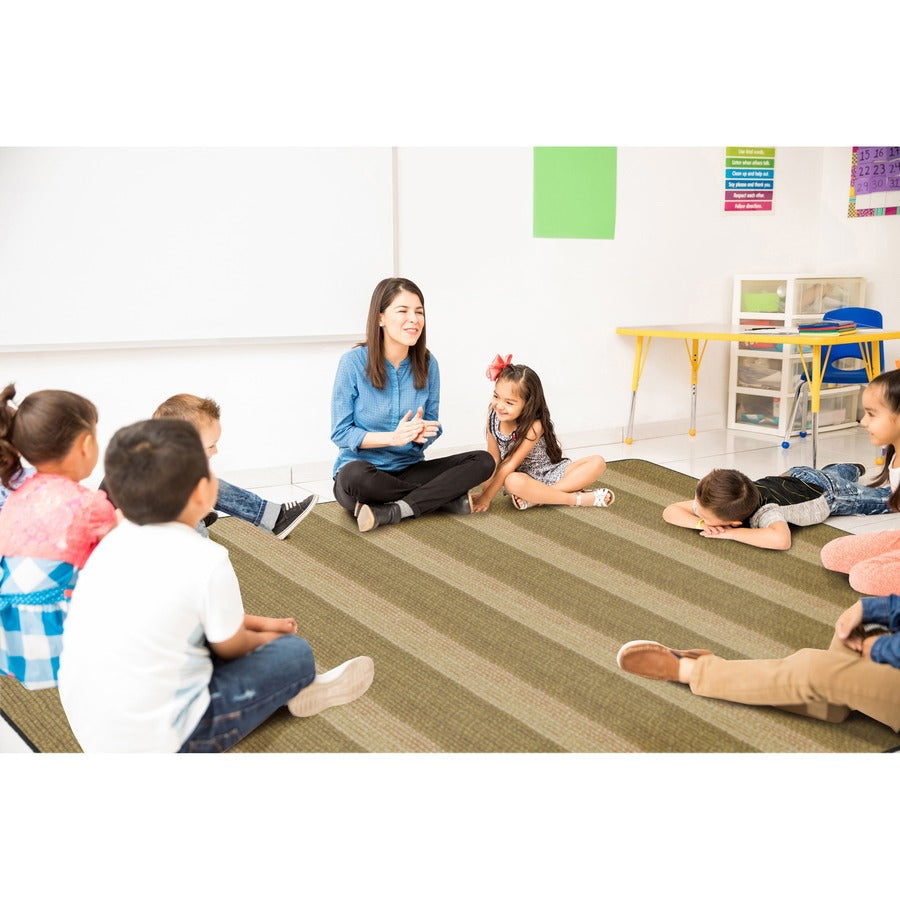 Flagship Carpets Basketweave Stripes Classroom Rug - Front