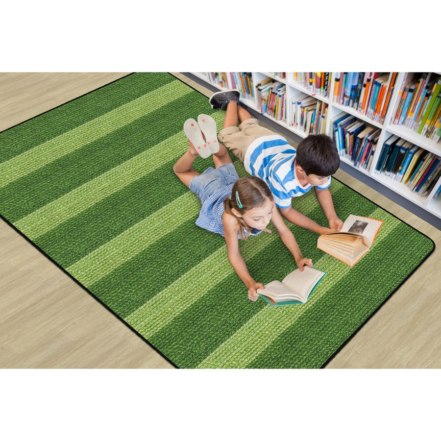 Flagship Carpets Basketweave Stripes Classroom Rug - Top