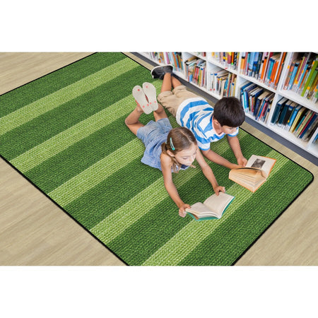Flagship Carpets Basketweave Stripes Classroom Rug - Top