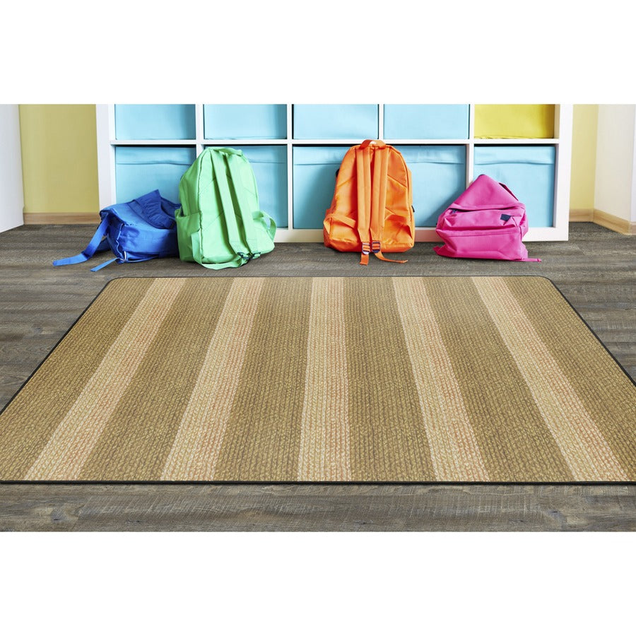 Flagship Carpets Basketweave Stripes Classroom Rug - Front