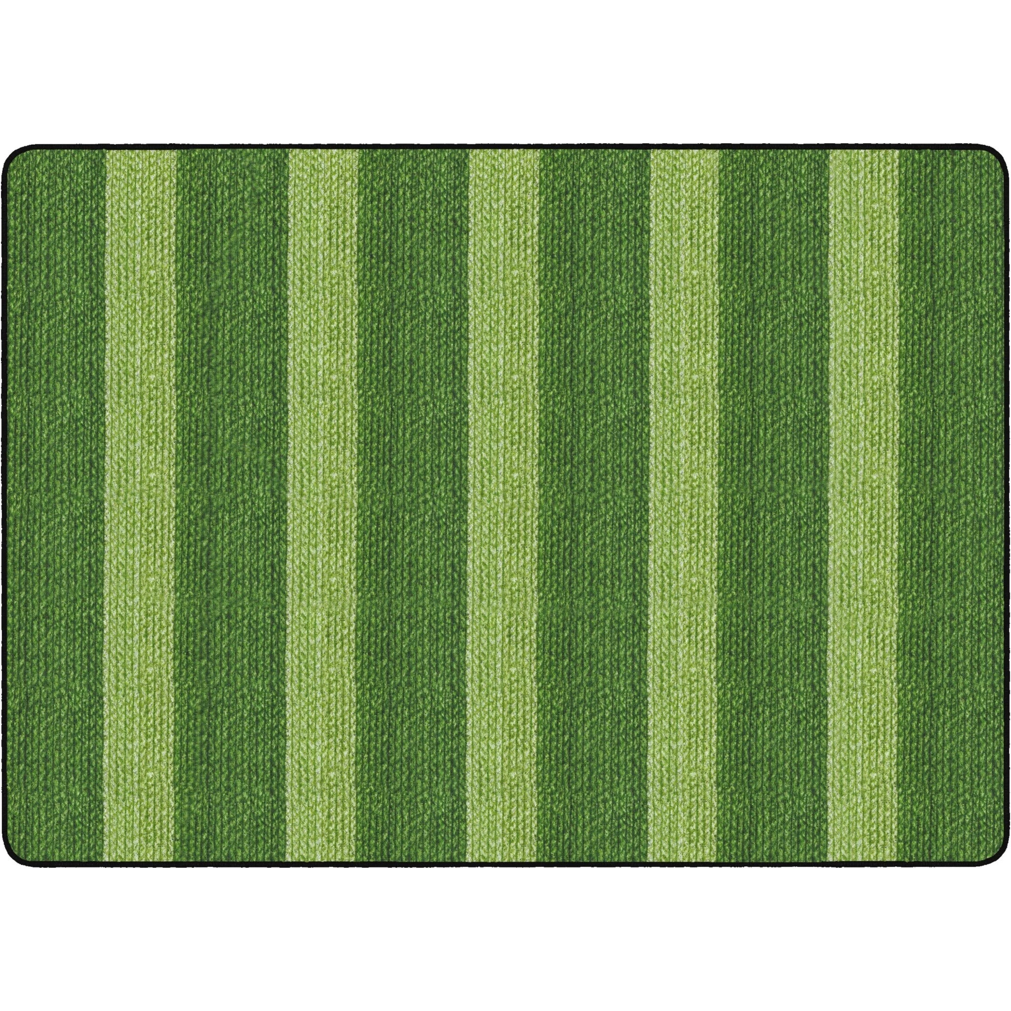 Flagship Carpets Basketweave Stripes Classroom Rug - Green Nylon Floor - Rugs & Mats