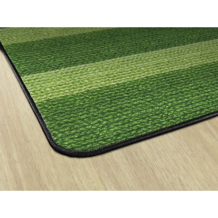 Flagship Carpets Basketweave Stripes Classroom Rug - Green Nylon - Rugs & Mats