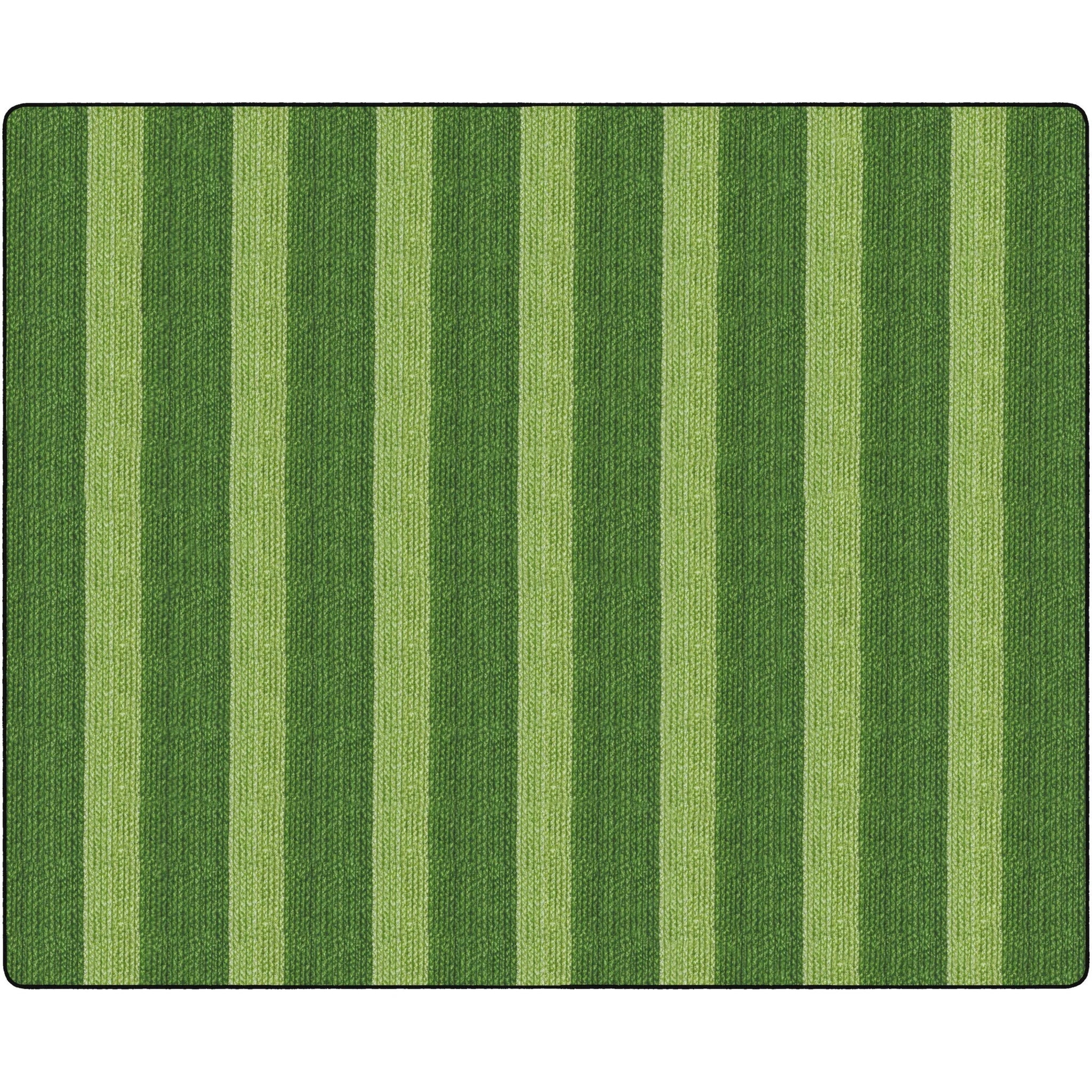 Flagship Carpets Basketweave Stripes Classroom Rug - Green Nylon - Rugs & Mats