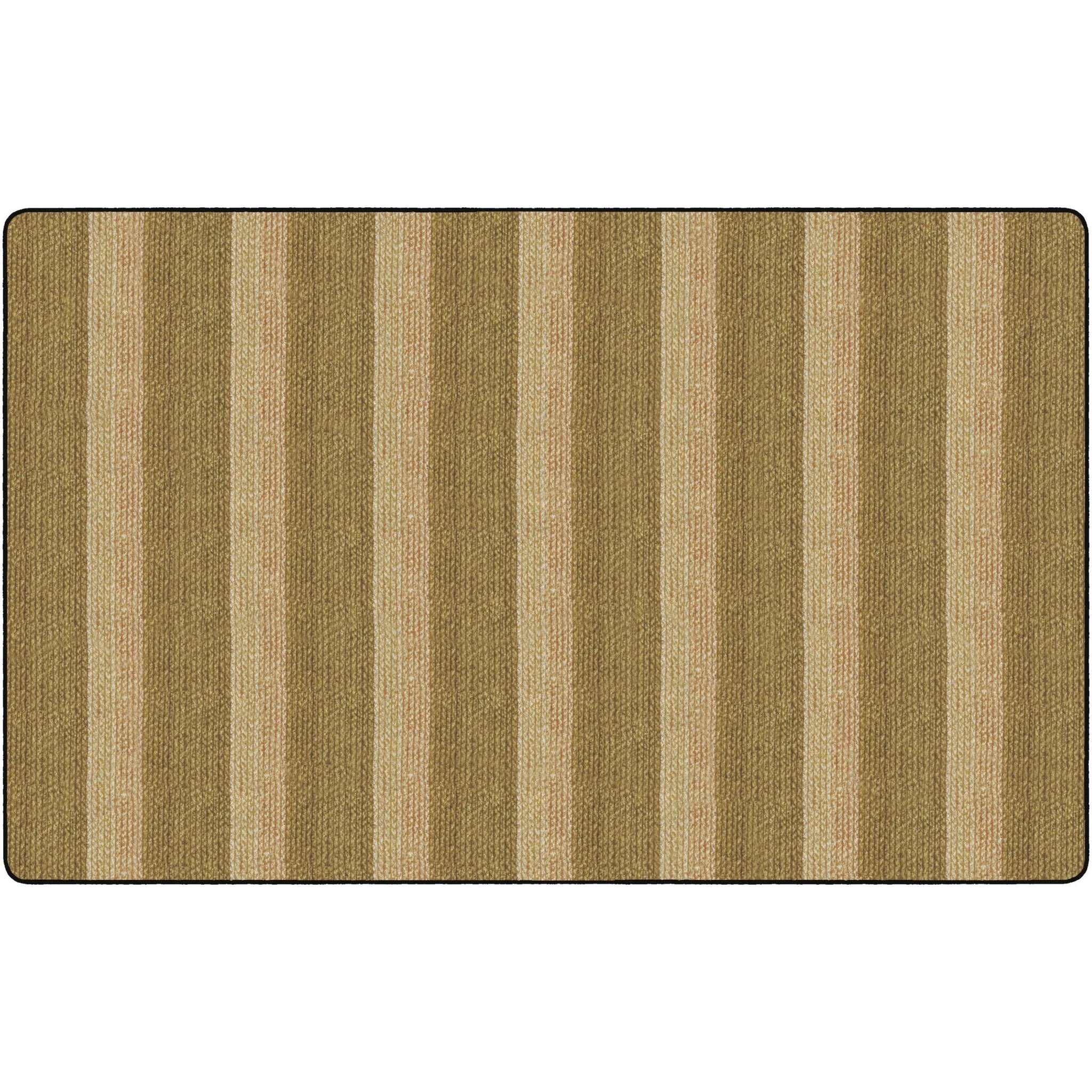 Flagship Carpets Basketweave Stripes Classroom Rug - Natural Nylon - Rugs & Mats