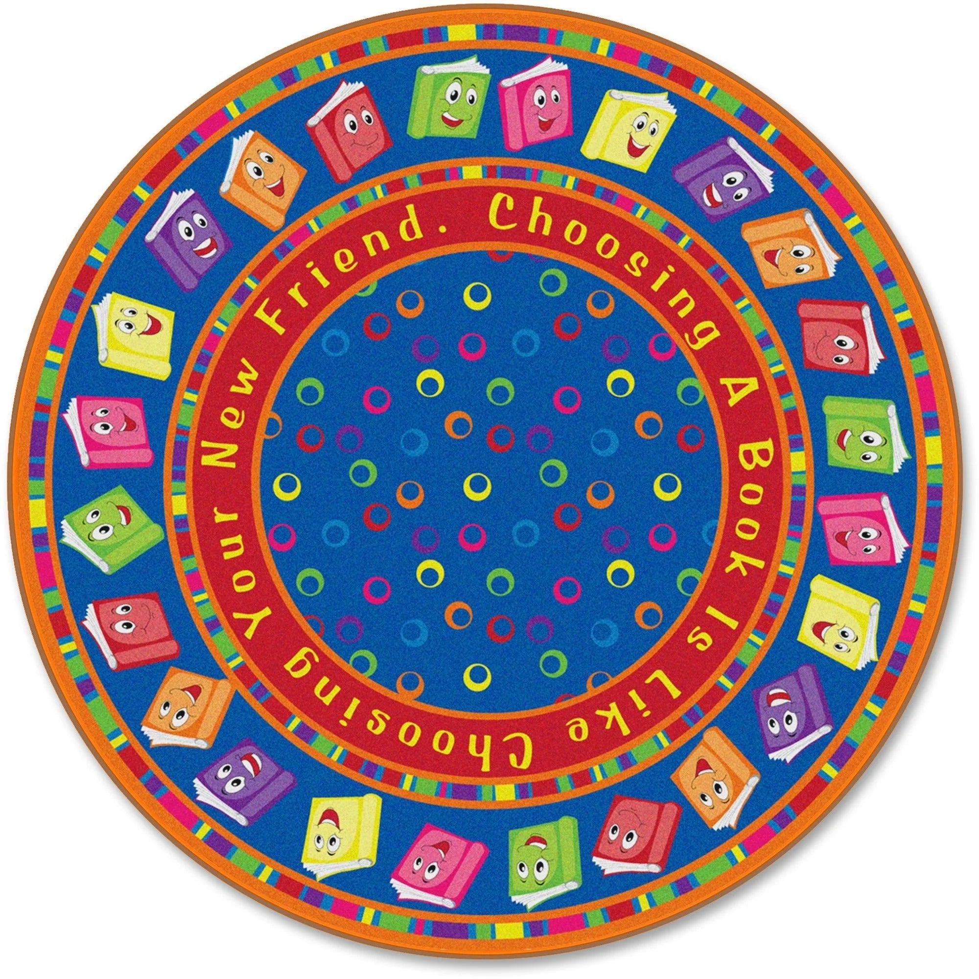 Flagship Carpets Bright CircleTime Books Round Rug - Multicolor - 12 ft Diameter - Rugs & Mats