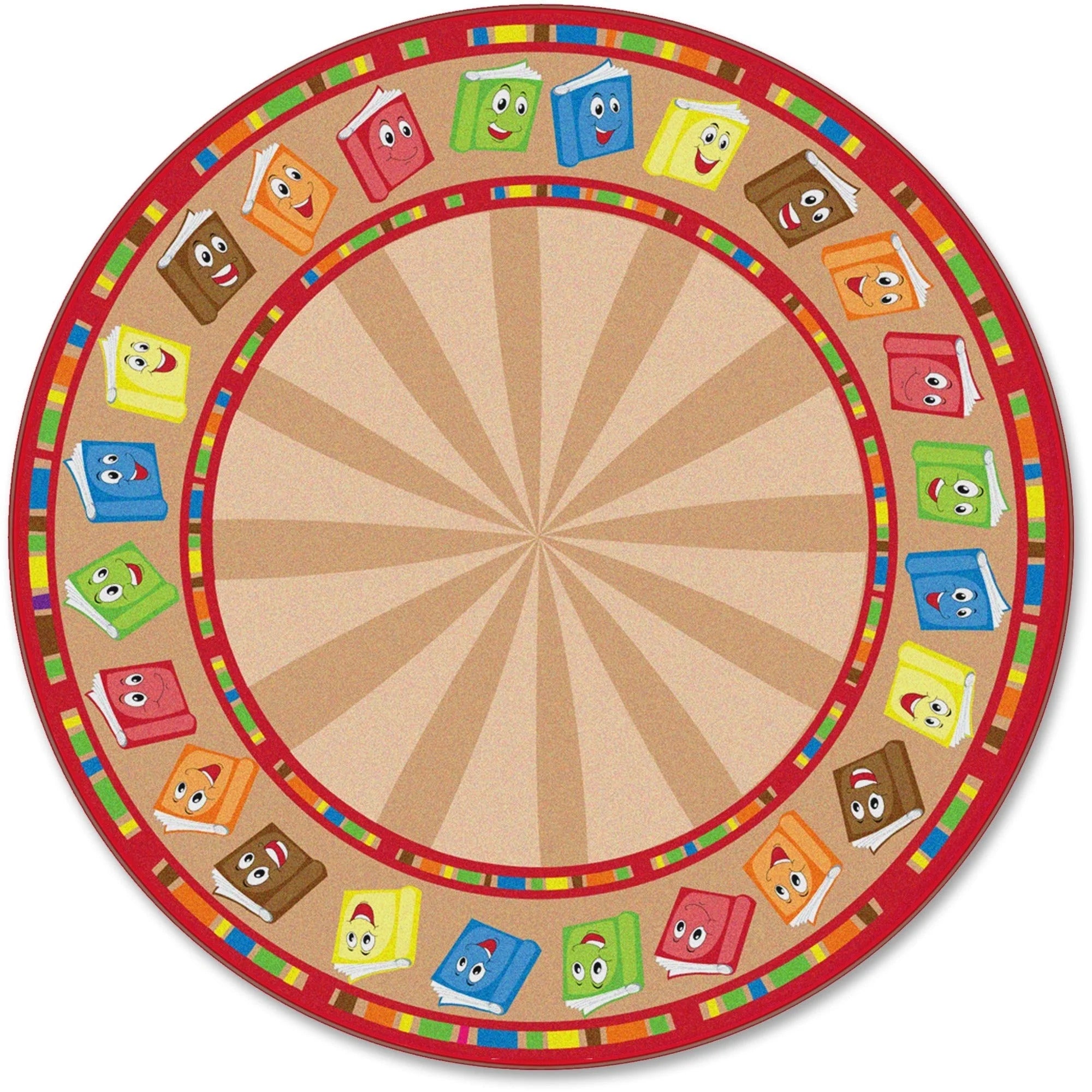 Flagship Carpets Calm Circle Time Books Rug - 72’’ Round - Multicolor - Rugs & Mats