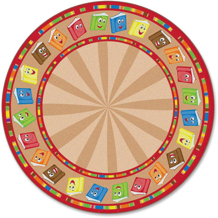 Flagship Carpets Calm Circle Time Books Rug - 72’’ Round - Multicolor - Rugs & Mats