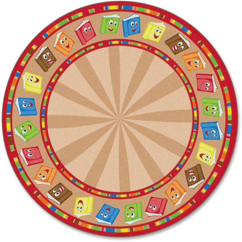 Flagship Carpets Calm Circle Time Books Rug - 72’’ Round - Multicolor - Rugs & Mats