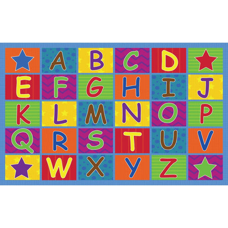 Flagship Carpets Cheerful Alphabet Classroom Rug - Educational 12ft x 90’’ Multicolor - Rugs & Mats