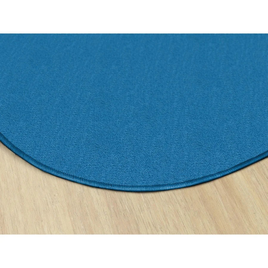 Flagship Carpets Classic Solid Color 6’ Round Rug - Blue Nylon Circle - Rugs & Mats