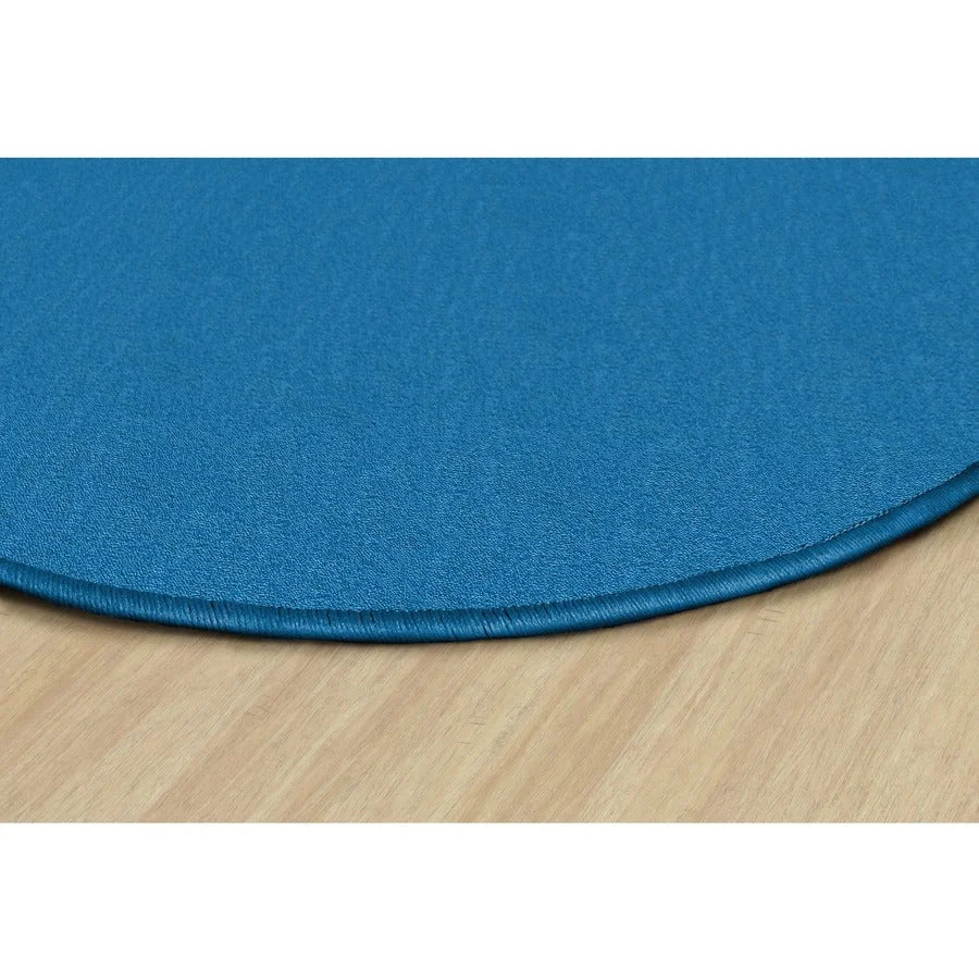 Flagship Carpets Classic Solid Color 6’ Round Rug - Blue Nylon Circle - Rugs & Mats
