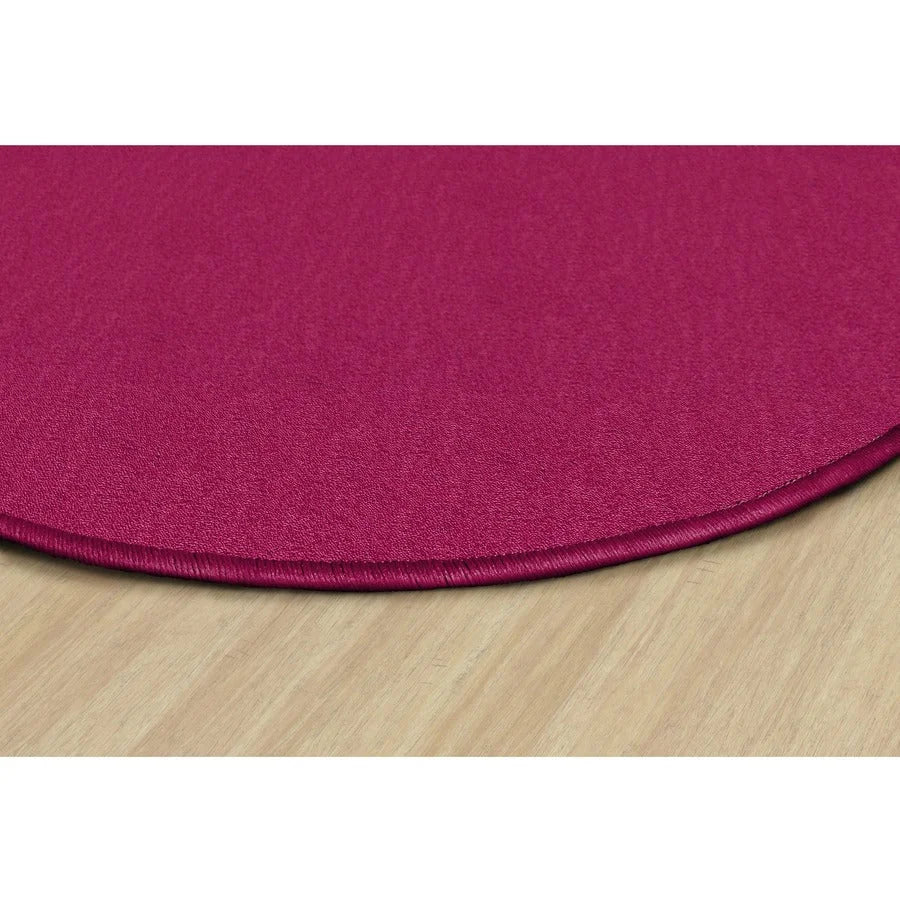 Flagship Carpets Classic Solid Color 6’ Round Rug - Cranberry Nylon Circle - Rugs & Mats