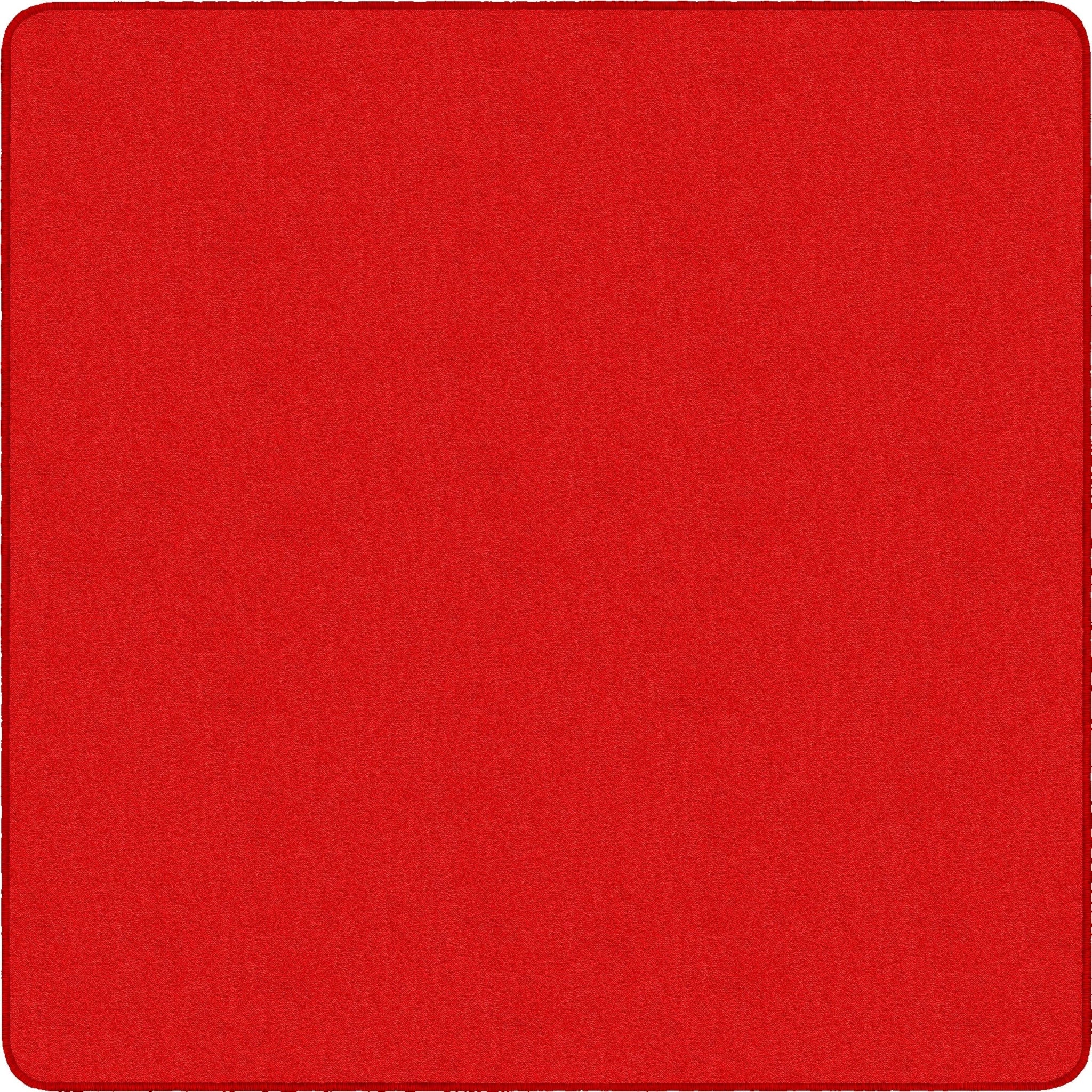 Flagship Carpets Classic Solid Color 6’ Square Rug - Traditional Red Nylon - Rugs & Mats