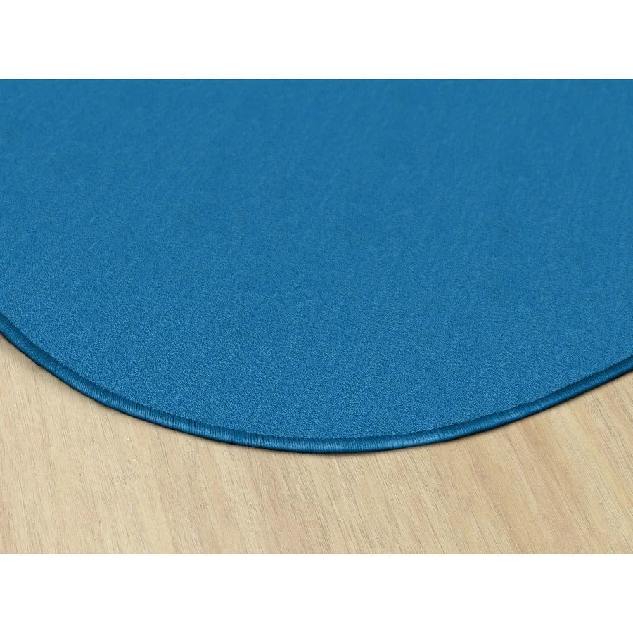 Flagship Carpets Classic Solid Color Oval Rug - Traditional Blue Nylon - Rugs & Mats