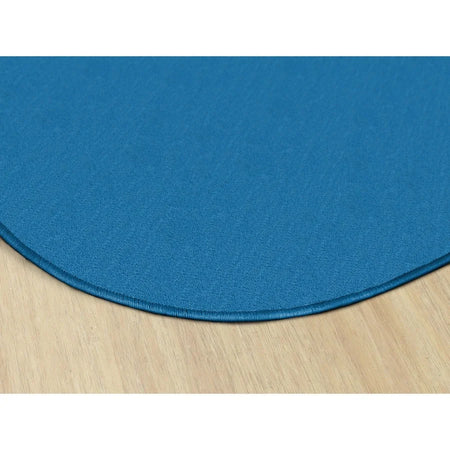 Flagship Carpets Classic Solid Color Oval Rug - Traditional Blue Nylon - Rugs & Mats
