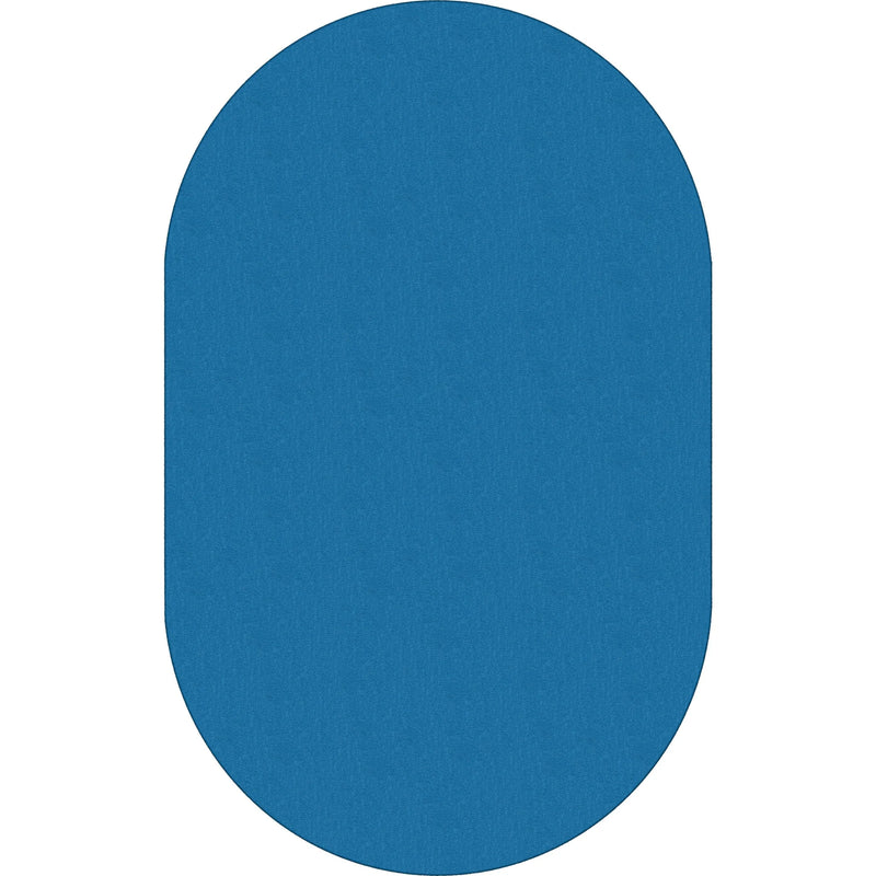 Flagship Carpets Classic Solid Color Oval Rug - Traditional Blue Nylon - Rugs & Mats