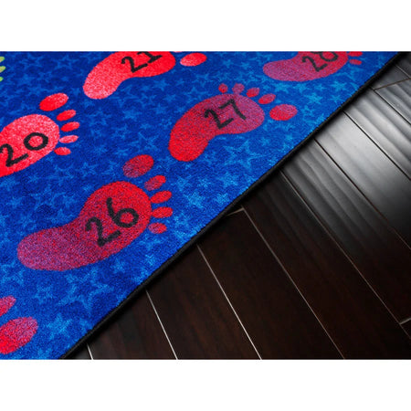 Flagship Carpets Counting Feet Rug - Easy Care Floor - 60’’x36’’ Multicolor Nylon - Rugs & Mats
