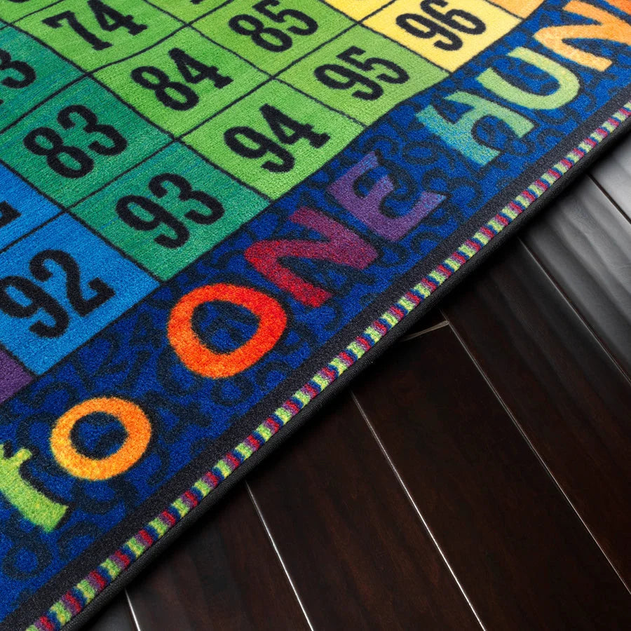 Flagship Carpets Counting To One Hundred Rug - Educational 12x12 ft Square Multicolor Nylon - Rugs & Mats