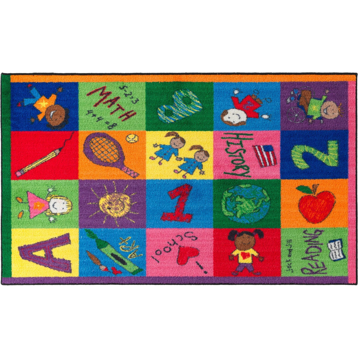 Flagship Carpets Easy Care Primary Pictures Rug - Multicolor Nylon Floor - Rugs & Mats