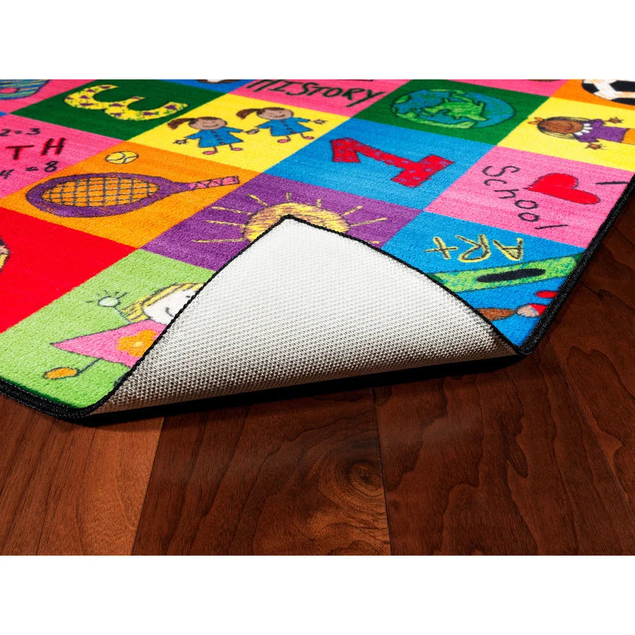 Flagship Carpets Easy Care Primary Pictures Rug - Multicolor Nylon Floor - Rugs & Mats